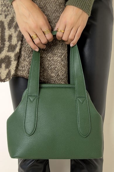 PU-Ledertasche mit stoffüberzogenem Verschluss Braun Polyurethan h5 Bild2